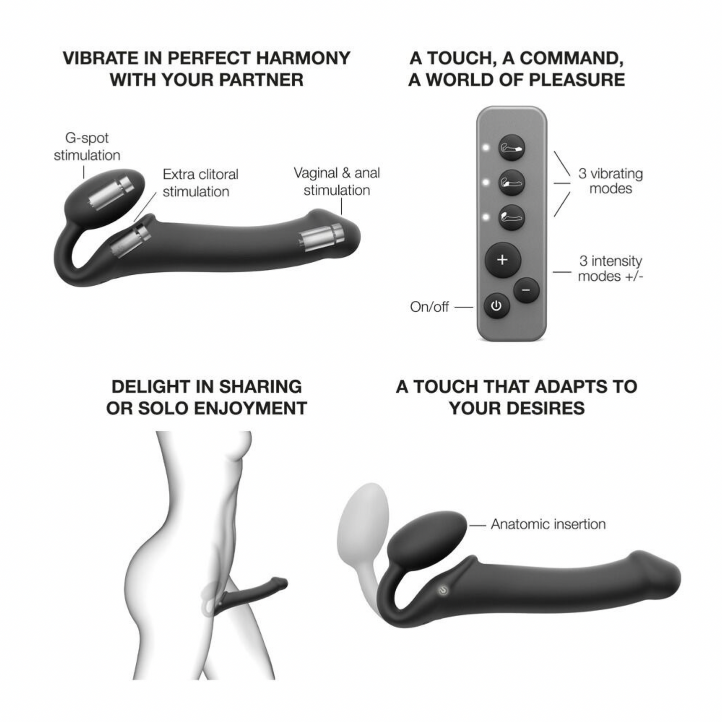 STRAP-ON-ME - DOBBELTDILDO MED VIBRATION STR. M