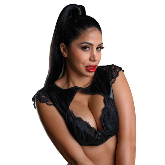 DARING INTIMATES - WETLOOK & LACE BRA SET