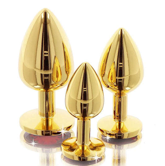 TABOOM - BONDAGE IN LUXURY - RØD/GULD DIAMANT BUTT PLUG MEDIUM
