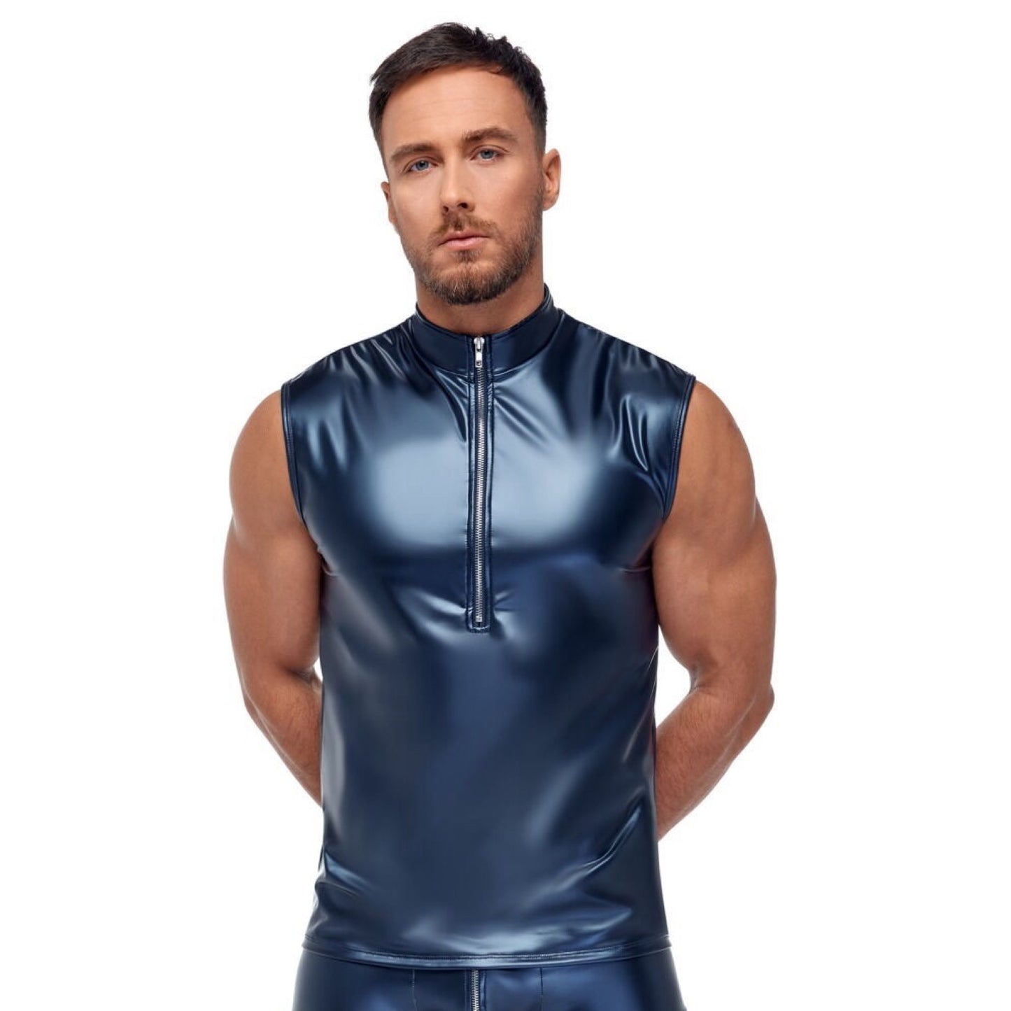 NEK - METALLIC BLÅ TOP