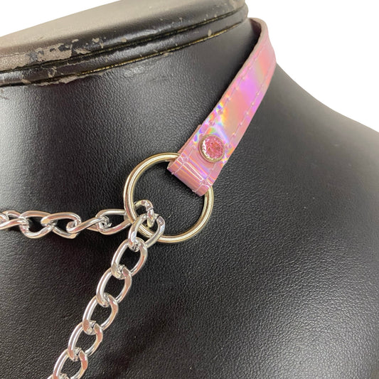 KINK KBH // HANDCRAFTED - LÅSBAR HOLOGRAFISK KVÆLER HALSBÅND