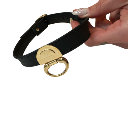 KINK KBH // HANDCRAFTED - SORT/GULD BDSM COLLAR