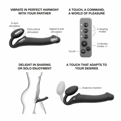 STRAP-ON-ME - DOBBELTDILDO MED VIBRATION STR. M
