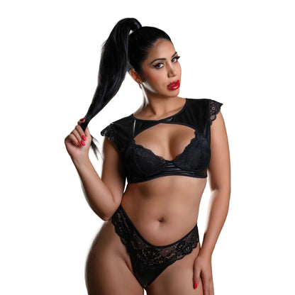 DARING INTIMATES - WETLOOK & LACE BRA SET