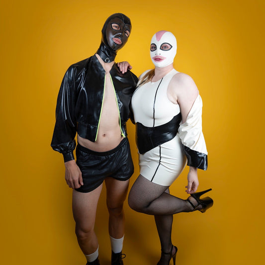 KINK KBH // HANDCRAFTED - HVID LATEX PENICIL SKIRT MED SORT TRIM