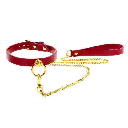 TABOOM -  BONDAGE IN LUXURY - RØD O-RING COLLAR & LEASH